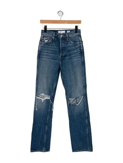 Pre-owned Re/done High-rise Straight Leg Jeans In Blue