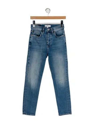 Pre-owned Re/done High-rise Straight Leg Jeans In Blue