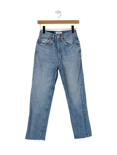 Pre-owned Re/done High-rise Straight Leg Jeans In Blue