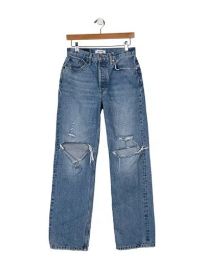 Pre-owned Re/done High-rise Straight Leg Jeans In Blue