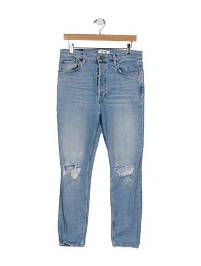 Pre-owned Re/done High-rise Straight Leg Jeans In Blue