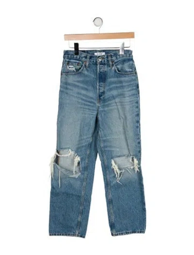 Pre-owned Re/done High-rise Straight Leg Jeans In Blue