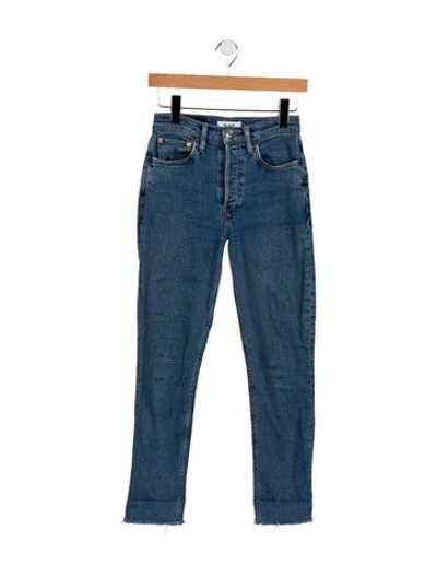 Pre-owned Re/done High-rise Straight Leg Jeans In Blue
