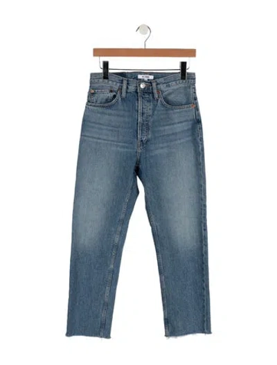 Pre-owned Re/done High-rise Straight Leg Jeans In Blue