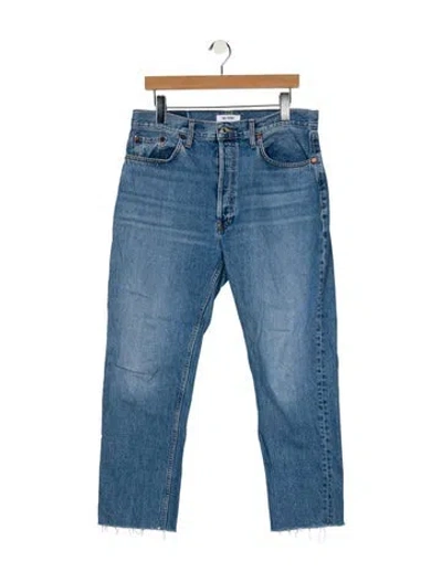 Pre-owned Re/done High-rise Straight Leg Jeans In Blue