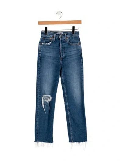Pre-owned Re/done High-rise Straight Leg Jeans In Blue