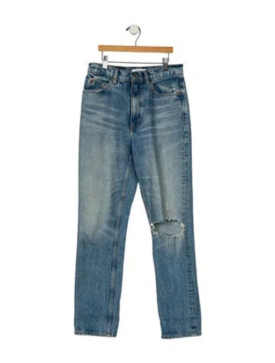 Pre-owned Re/done High-rise Straight Leg Jeans In Blue