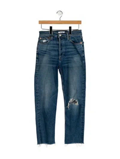 Pre-owned Re/done High-rise Straight Leg Jeans In Blue