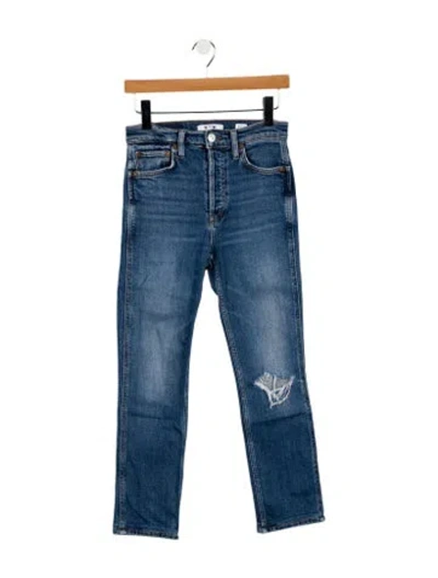 Pre-owned Re/done High-rise Straight Leg Jeans In Blue