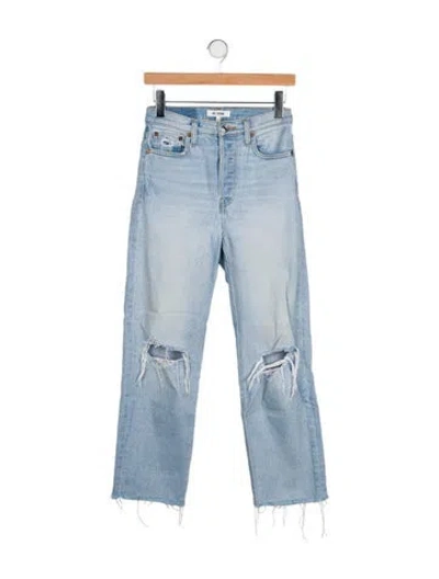 Pre-owned Re/done High-rise Straight Leg Jeans In Blue
