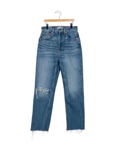 Pre-owned Re/done High-rise Straight Leg Jeans In Blue