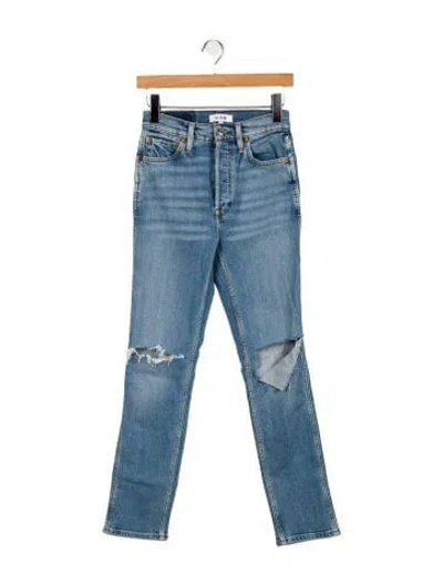 Pre-owned Re/done High-rise Straight Leg Jeans In Blue