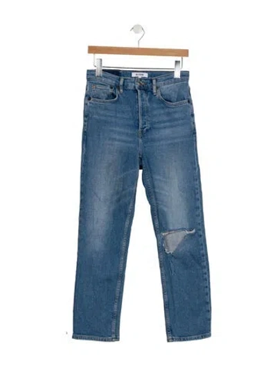Pre-owned Re/done High-rise Straight Leg Jeans In Blue