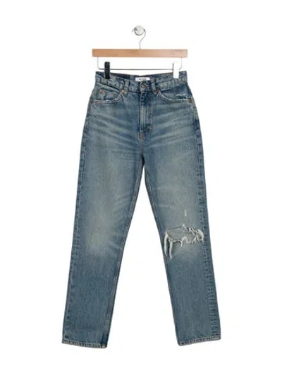 Pre-owned Re/done High-rise Straight Leg Jeans In Blue