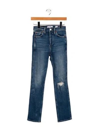 Pre-owned Re/done High-rise Straight Leg Jeans In Blue
