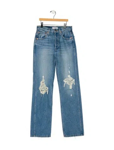 Pre-owned Re/done High-rise Straight Leg Jeans In Blue
