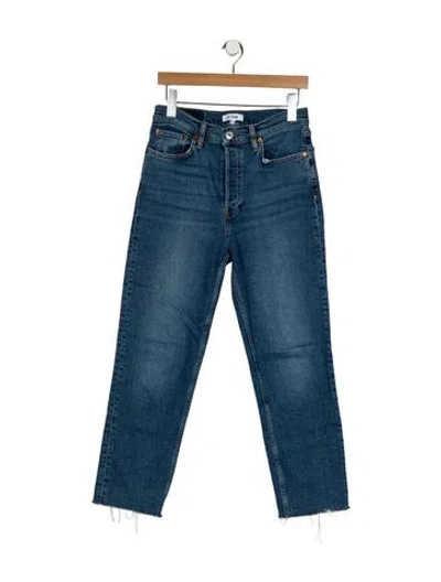 Pre-owned Re/done High-rise Straight Leg Jeans In Blue