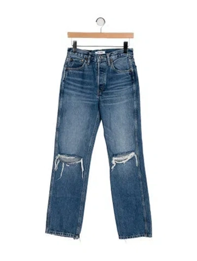 Pre-owned Re/done High-rise Straight Leg Jeans In Blue