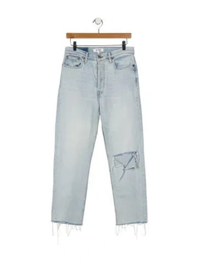 Pre-owned Re/done High-rise Straight Leg Jeans In Blue