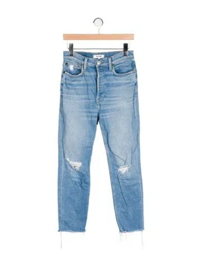 Pre-owned Re/done High-rise Straight Leg Jeans In Blue