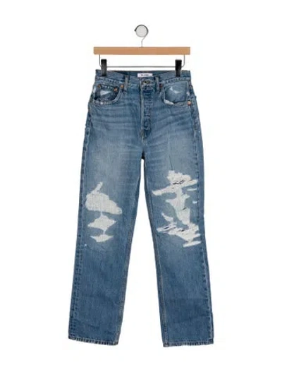 Pre-owned Re/done High-rise Straight Leg Jeans In Blue