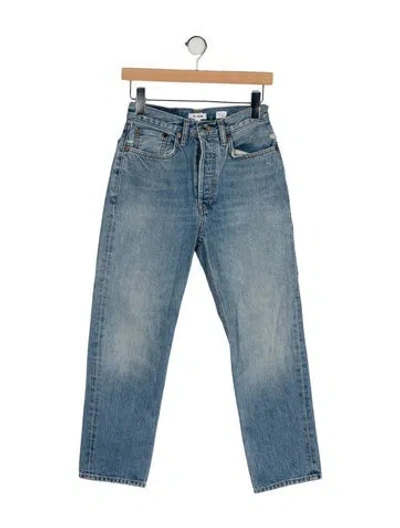 Pre-owned Re/done High-rise Straight Leg Jeans In Blue