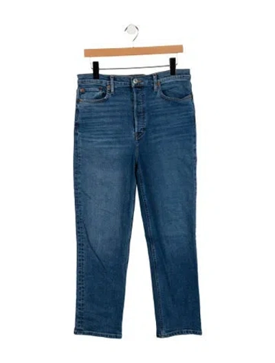 Pre-owned Re/done High-rise Straight Leg Jeans In Blue