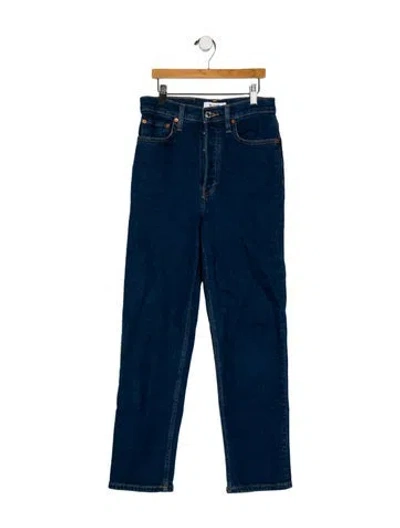Pre-owned Re/done High-rise Straight Leg Jeans In Blue