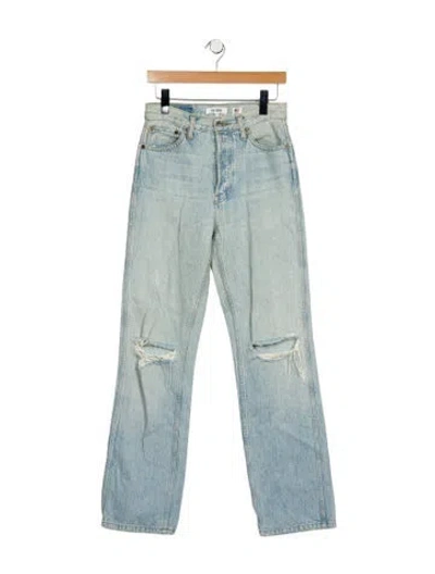 Pre-owned Re/done High-rise Straight Leg Jeans In Blue