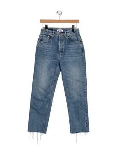 Pre-owned Re/done High-rise Straight Leg Jeans In Blue