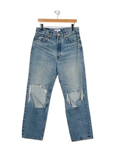 Pre-owned Re/done High-rise Straight Leg Jeans In Blue