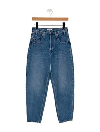 Pre-owned Re/done High-rise Straight Leg Jeans In Blue