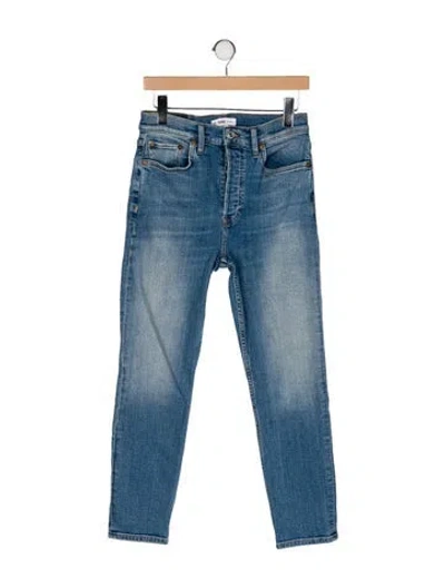Pre-owned Re/done High-rise Straight Leg Jeans In Blue