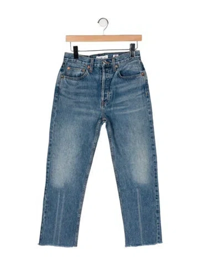 Pre-owned Re/done High-rise Straight Leg Jeans In Blue