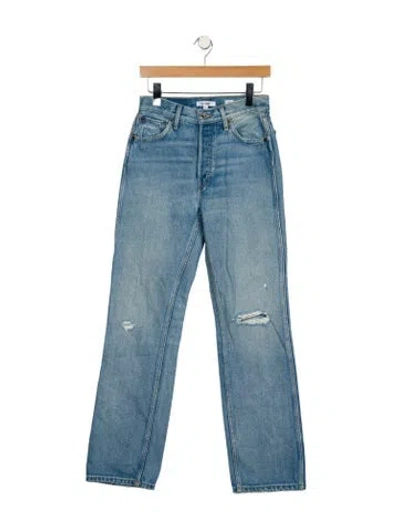 Pre-owned Re/done High-rise Straight Leg Jeans In Blue