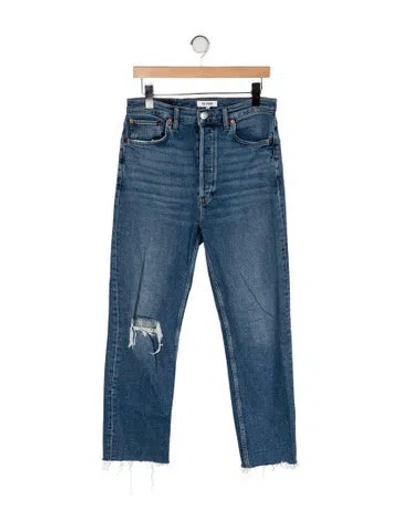 Pre-owned Re/done High-rise Straight Leg Jeans In Blue