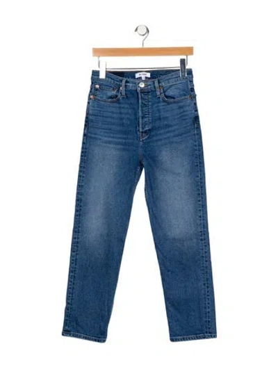 Pre-owned Re/done High-rise Straight Leg Jeans In Blue