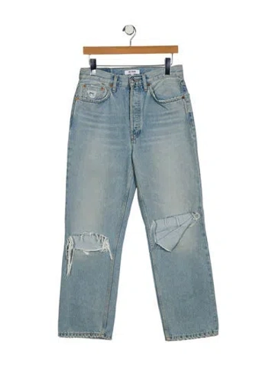 Pre-owned Re/done High-rise Straight Leg Jeans In Blue