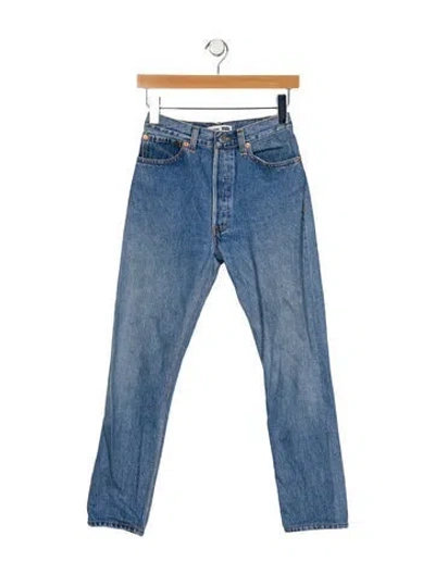 Pre-owned Re/done High-rise Straight Leg Jeans In Blue