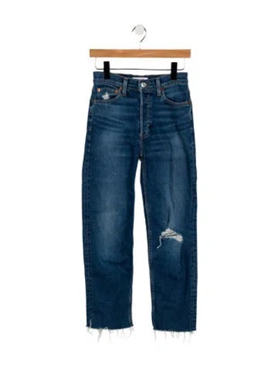 Pre-owned Re/done High-rise Straight Leg Jeans In Blue
