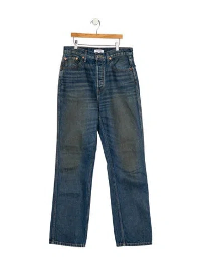 Pre-owned Re/done High-rise Straight Leg Jeans In Blue