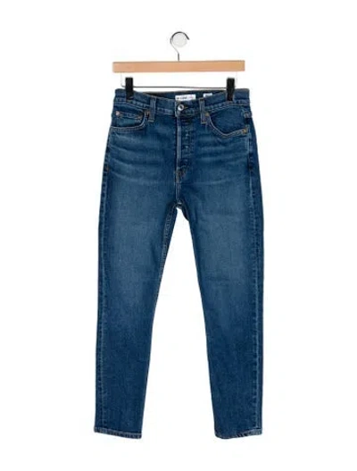 Pre-owned Re/done High-rise Straight Leg Jeans In Blue