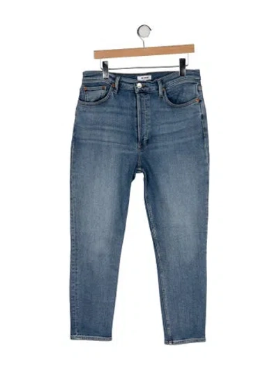 Pre-owned Re/done High-rise Straight Leg Jeans In Blue