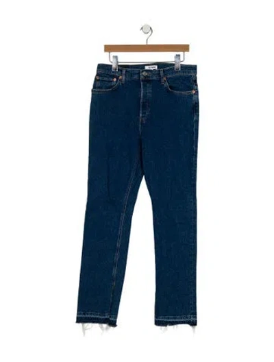 Pre-owned Re/done High-rise Straight Leg Jeans In Blue