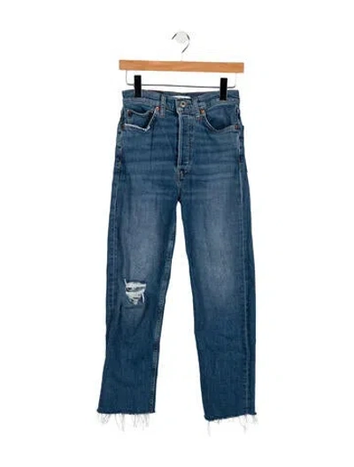 Pre-owned Re/done High-rise Straight Leg Jeans In Blue