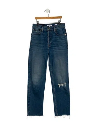 Pre-owned Re/done High-rise Straight Leg Jeans In Blue