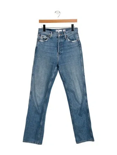 Pre-owned Re/done High-rise Straight Leg Jeans In Blue