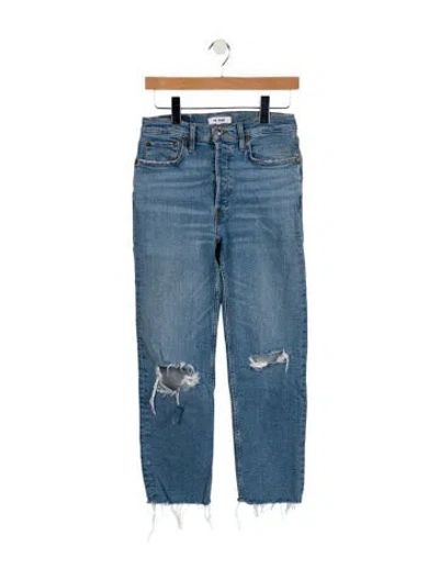 Pre-owned Re/done High-rise Straight Leg Jeans In Blue