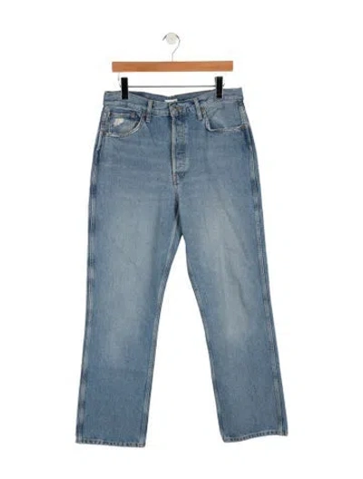 Pre-owned Re/done High-rise Straight Leg Jeans In Blue