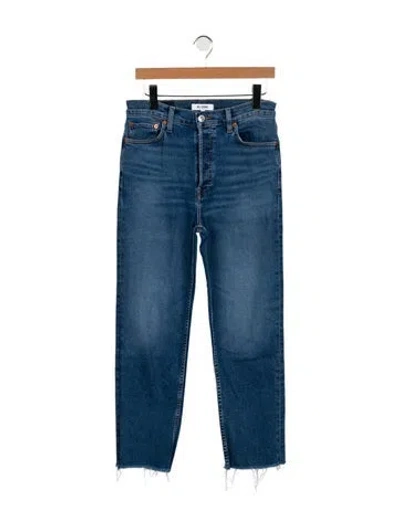 Pre-owned Re/done High-rise Straight Leg Jeans In Blue